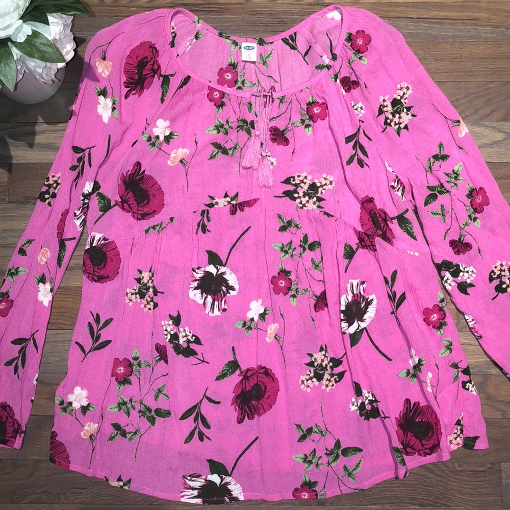 Old Navy Pink Floral Blouse XL